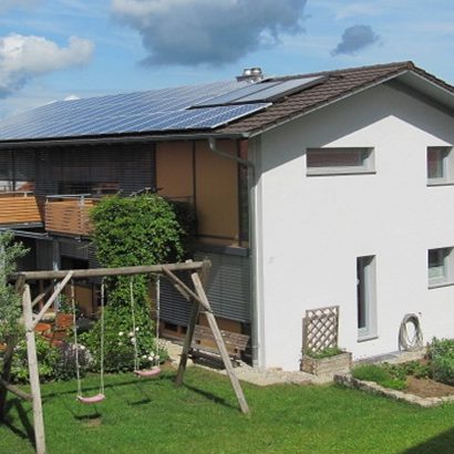 Außenputz an Einfamilienhaus