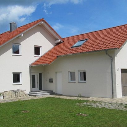 Außenputz an Einfamilienhaus