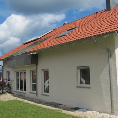 Außenputz an Einfamilienhaus