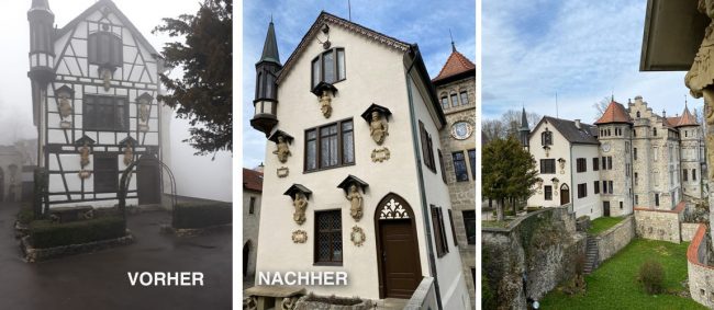 Fachwerk überputzt am Fürstenbau Schloss Lichtenstein